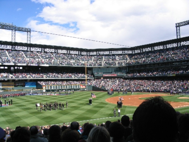 Pre-game pageantry, Coors Field, Denver, Colo., Friday, 2003/04/04