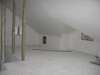 Looking Northwest at the dormer and loft's West crawl space