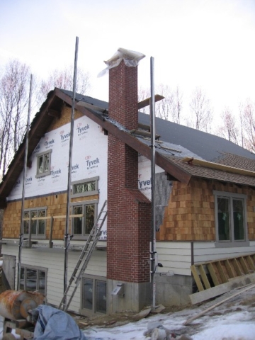 Looking Northeast; chimney complete; at least we got <b>some</b> bricks!