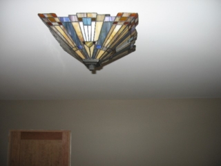 Looking South at master bedroom Ingelnook light fixture