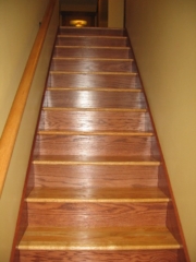 Looking East up the stairs from the lower level