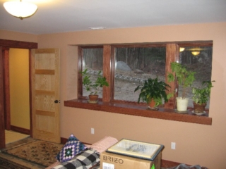 Looking Southwest in the family room; oak window sill
