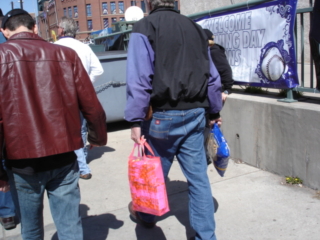 Mel Heatherly and Kellen Cutsforth escorting Rog and his goods -- peanuts and Cracker Jack, Friday, 2008/04/04