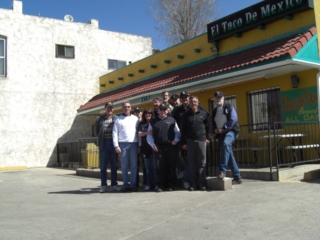 Front L-R: Joe Klune, Mel Heatherly, Virginia and Ed Hudson, Herb Brockman, Roger Dudley, (rear) Kellen Cutsforth, Greg Perse, Phil Barber, Don Dudley, Dave Dudley, Friday, 2008/04/04