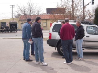 Don, Rog, Duv, Greg, Rick and Mel making a plan, Friday, 2009/04/10
