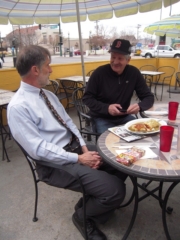 Phil and Don catching up, Friday, April 5, 2013