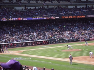Juan Nicasio delivers first pitch, April 4, 2014