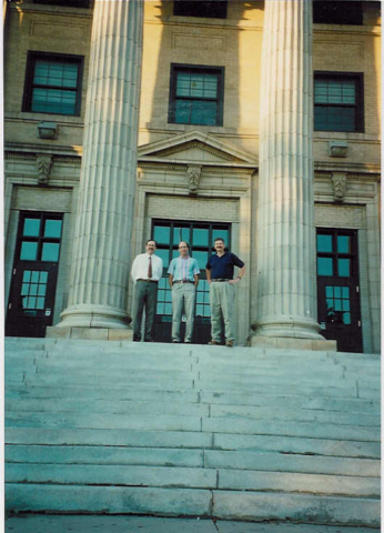 Joe Lee, Dave and Don on the front steps of Central HS
