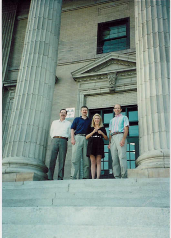 Joe Lee, Don, Crete and Dave on the front steps of Central HS
