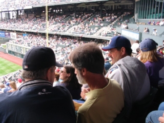 L-R: Don Dudley, Phil Barber and Dave Dudley, Club Level Section 216, Coors Field, Denver, Colo., Monday, 2005/04/04