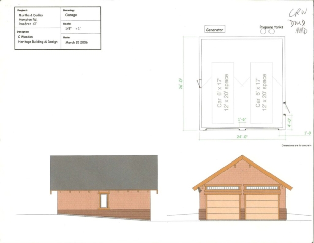 Garage North & West Elevations and Plan
