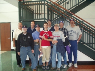Back L-R: Tim Simmons, Joe Klune, Don Dudley, Greg Perse, Dave Dudley; Front L-R: Roger Dudley, Ben, Zach and David Poppel in the Coors Field Club Level, Denver, Colo., Monday, 2005/04/04