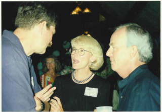 Don Dudley, Joan (Masbro) Binkley (background), Judy (Zobeck) Fellhauer and Carl Fellhauer at Pueblo Union Depot